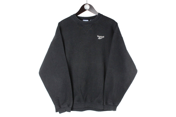 Vintage Reebok Sweatshirt black small logo 90s retro crewneck sport jumper