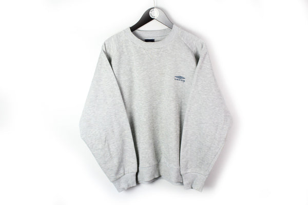 Vintage Umbro Sweatshirt Medium gray small front logo 90s sport jumper crewneck