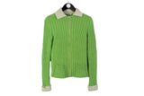 Vintage Iceberg Cardigan Large size women's green bright retro style sweater full zip knitted wear collared long sleeve luxury clothing authentic outfit