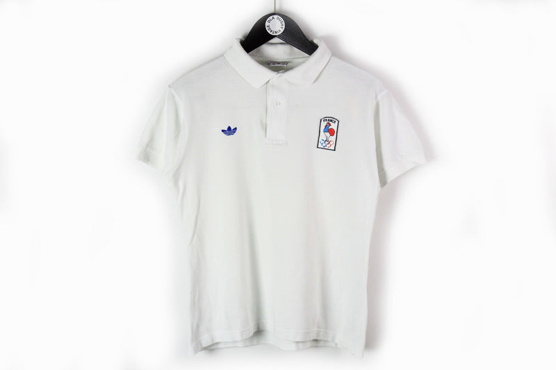 Vintage Adidas Polo T-Shirt Small white  France olympic team tee