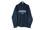 Vintage Umbro Fleece XXLarge size men's unisex retro rare 90's style outdoor wear  blue big logo 1/4 sweater extreme sport winter warm sweatshirt long sleeve authentic athletic clothing