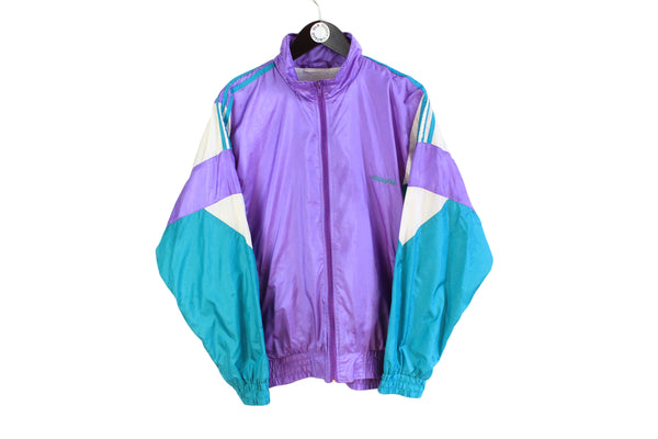 Vintage Adidas Track Jacket Medium purple green 90's sport style windbreaker retro athletic full zip coat