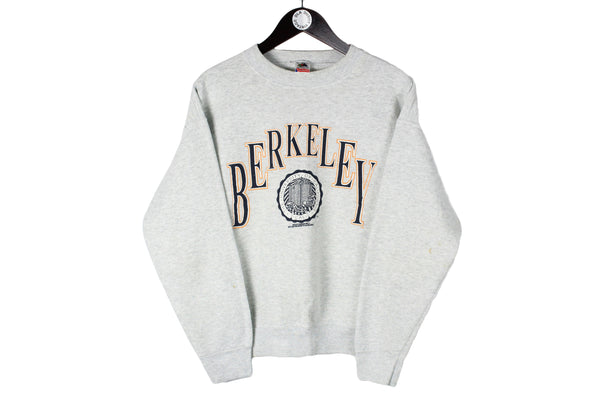 Vintage Berkley Sweatshirt Small size gray big logo pullover university merch team USA retro rare 90's 80's long sleeve cotton jumper crewneck sport athletic authentic streetwear