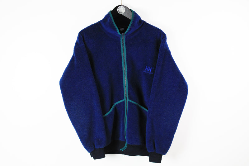 Vintage Helly Hansen Fleece Medium blue 90s full zip retro style sweater