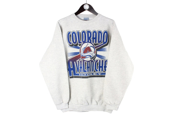 Vintage Colorado Avalanche Sweatshirt gray big logo NHL USA hockey 90s sport crewneck jumper big logo rare college league
