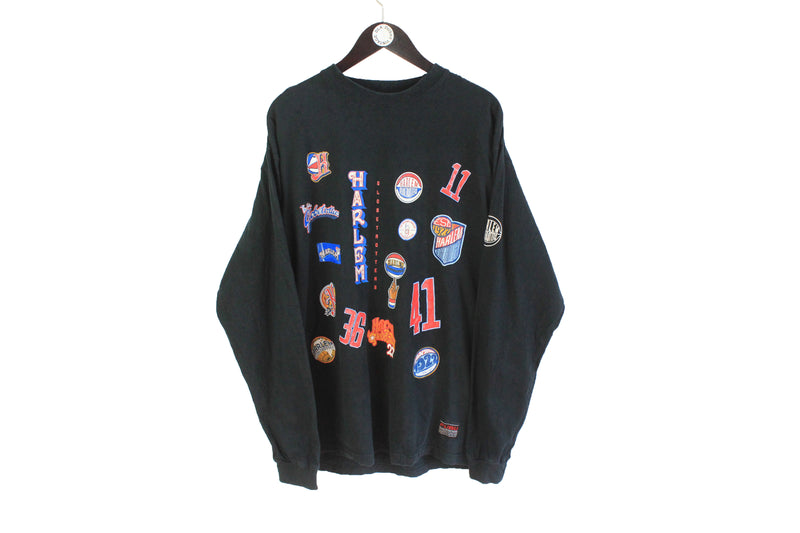 Vintage Fubu Harlem Globetrotters Long Sleeve T-Shirt XLarge black basketball USA hip hop sweatshirt