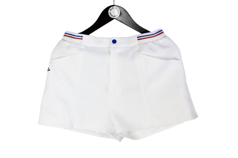 Vintage Le Coq Sportif Shorts Medium / Large size men's sport wear track outfit classic athletic style 90's fitness training retro authentic brand white made in France  Tennis wear
