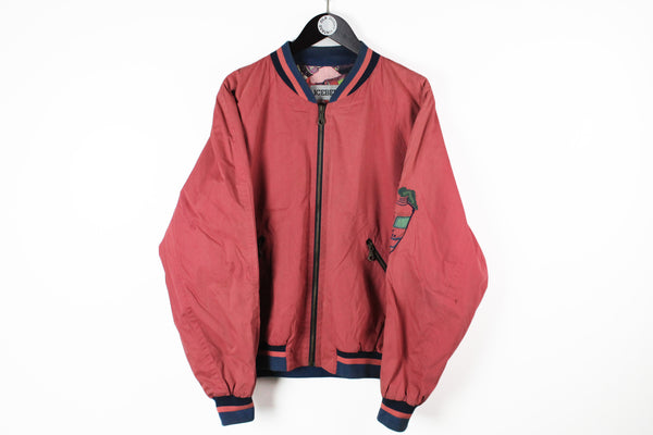 Vintage Iceberg Michelangelo Crimson Artist Bomber Jacket XLarge red 90s retro style 