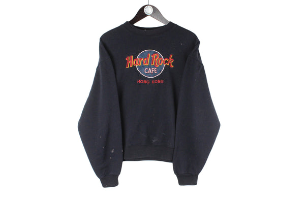 Vintage Hard Rock Cafe Hong Kong Sweatshirt black big logo 90s retro crewneck