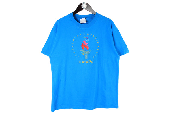 Vintage Atlanta 1996 Olympic Games USA T-Shirt blue big logo embroidery 90s retro sport shirt