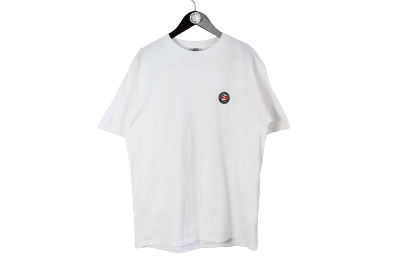 Vintage Roland Garros T-Shirt XLarge size men's tennis style white basic tee short sleeve retro wear classic sport top  1996