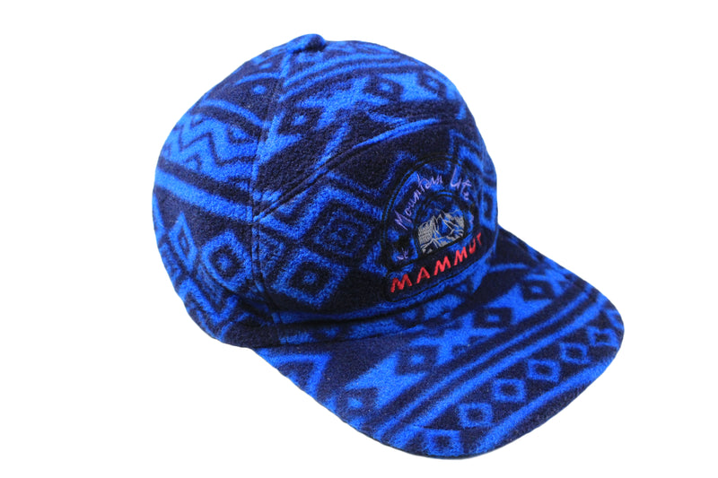 Vintage Mammut Fleece Cap 90s outdoor blue hat with ear flaps ski style mountains hat