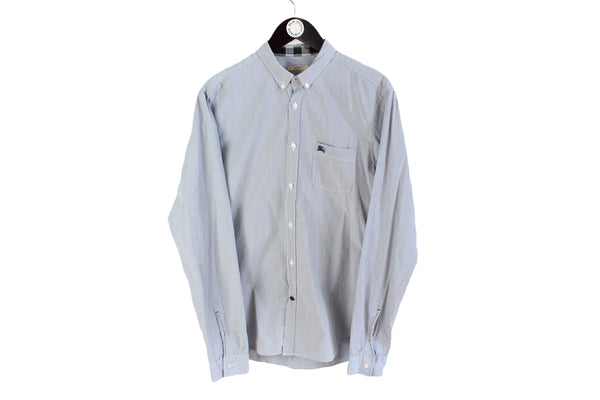 Burberry Brit Shirt Large blue striped pattern authentic button shirt