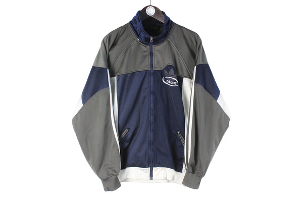 Vintage Adidas Track Jacket Large blue gray big logo 90s sport windbreaker