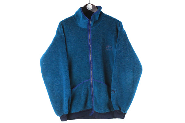 Vintage Helly Hansen Fleece Full Zip blue small logo 90s retro winter outdoor sweater warm jumper