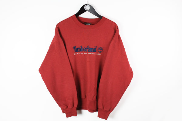 Vintage Timberland Sweatshirt Large / XLarge red big logo 90s sport retro style red jumper