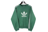 Vintage Adidas Sweatshirt 80s green big logo 90s crewneck sport jumper authentic rare 