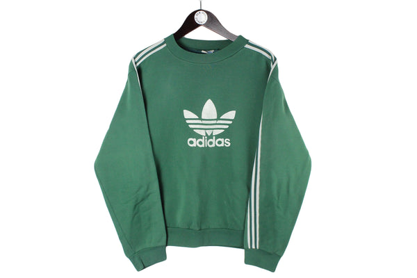 Vintage Adidas Sweatshirt 80s green big logo 90s crewneck sport jumper authentic rare 