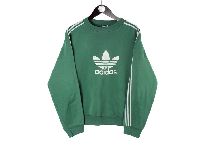 Vintage Adidas Sweatshirt 80s green big logo 90s crewneck sport jumper authentic rare 