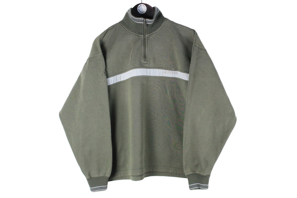 Vintage Adidas Sweatshirt 1/4 Zip Small green 90s retro sport style jumper