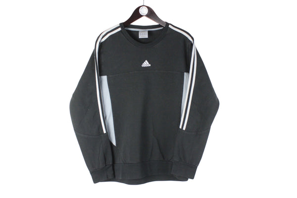 Vintage Adidas Sweatshirt Medium black small center logo 90s retro crewneck sport jumper