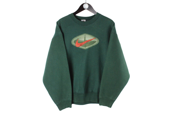 Vintage Nike Sweatshirt green cotton jumper 90s sport shirt swoosh big logo
