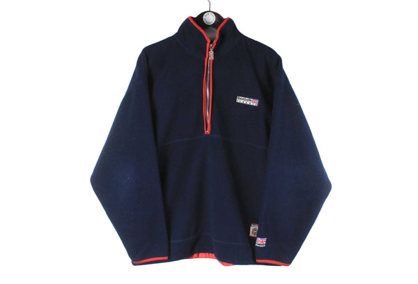 Vintage Reebok Fleece Half Zip blue 90s retro UK classic sport jumper