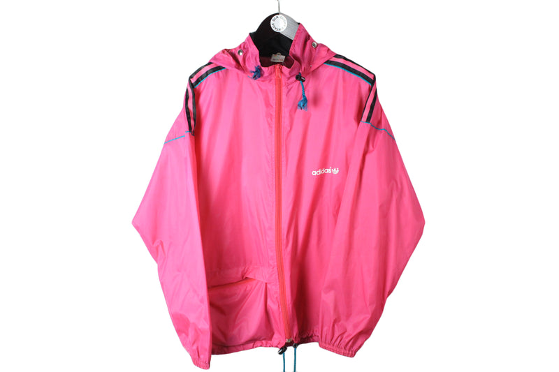 Vintage Adidas Jacket Large pink raincoat pocket windbreaker 90s