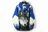 Vintage Wolf Fleece Hoodie Full Zip XLarge