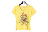 Ed Hardy T-Shirt Women's yellow made in USA big logo Love Kills Slowly shirt