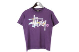 Vintage Stussy T-Shirt Small size men's unisex big logo purple bright short sleeve retro tee hip hip classic casual style USA 