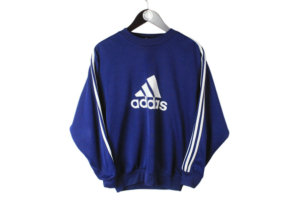 Vintage Adidas Sweatshirt XSmall blue big logo classic 90's sport style jumper