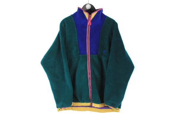 Vintage Helly Hansen Fleece Full Zip XLarge green 90s winter ski sweater