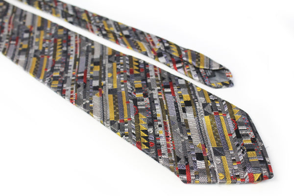 Vintage Missoni Tie abstract pattern retro luxury 90s authentic rare silk accessories for men's multicolor