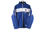Vintage BMW Motorrad Full Zip navy blue big logo motor sport GP moto style softshell jacket