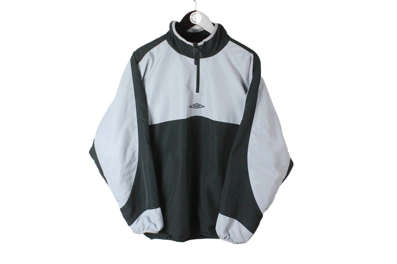 Vintage Umbro Anorak Jacket Medium black gray 1/4 zip windbreaker UK sport style