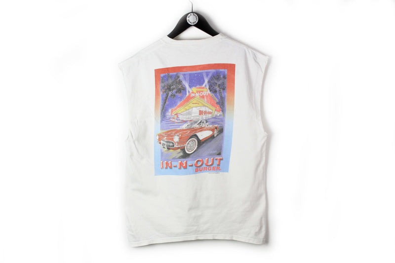Vintage In-N-Out Burger California 2001 Sleeveless T-Shirt Large white 90s 