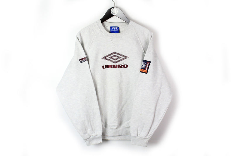 Vintage Umbro Sweatshirt Large gray big logo 90s retro style jumper 