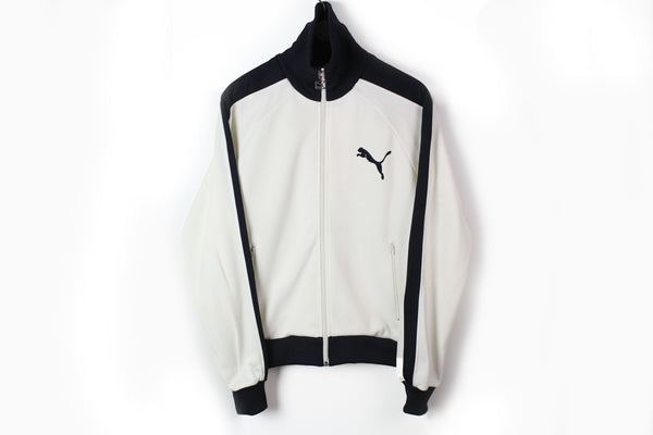 Vintage Puma Track Jacket Medium white big logo 90s sport style windbreaker 1980s