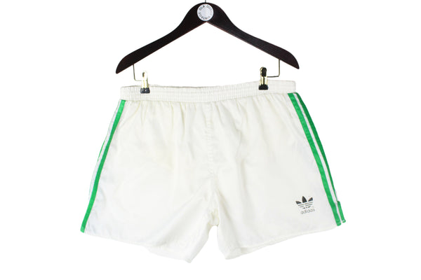 Vintage Adidas Shorts Large white green 90s retro casual sport style shorts