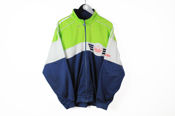 Vintage Adidas Track Jacket Large / XLarge blue green 90s full zip windbreaker