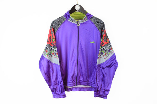 Vintage Diadora Track Jacket Medium purple multicolor 90s sport full zip windbreaker