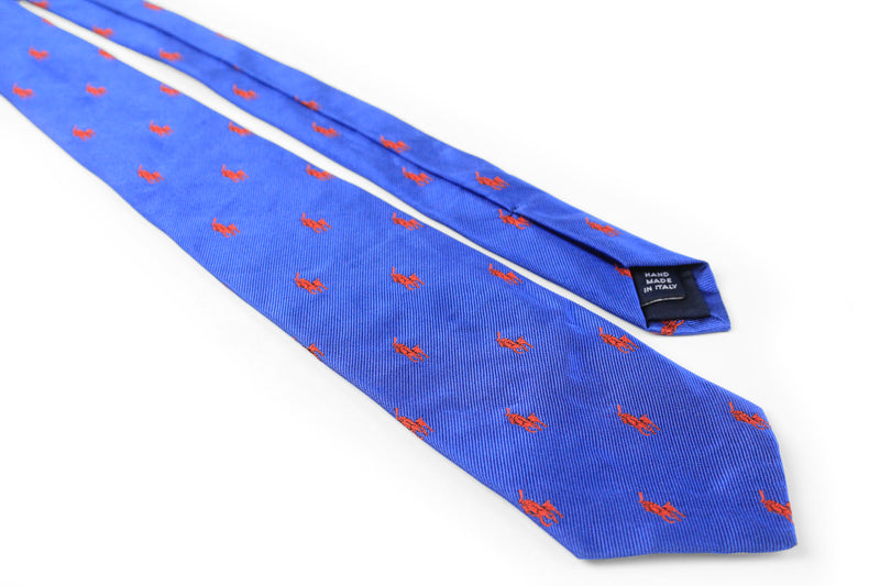 Vintage Polo by Ralph Lauren Tie retro luxury 90s authentic rare silk accessories for men's blue monogram made in Italy
