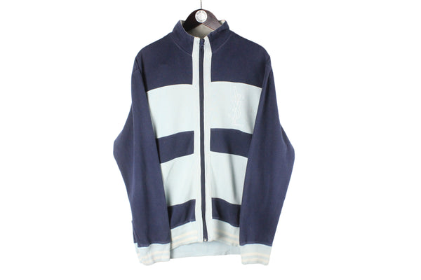 Vintage Yves Saint Laurent Sweatshirt Full Zip blue big logo 90s YSL authentic luxury cardigan
