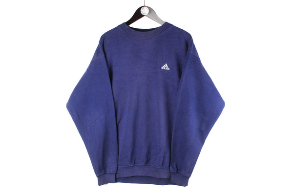 Vintage Adidas Sweatshirt blue retro crewneck sport style small logo jumper 90s