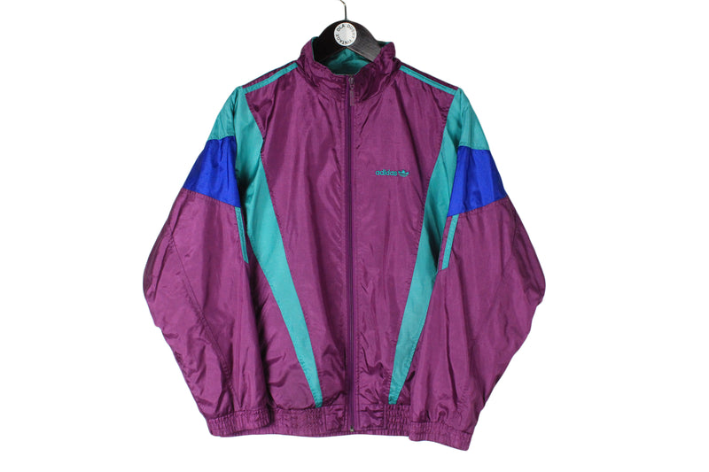Vintage Adidas Track Jacket Small size full zip windbreaker purple rare retro sport clothing authentic athletic 90's 80's street wear basic outfit running fitness multicolor