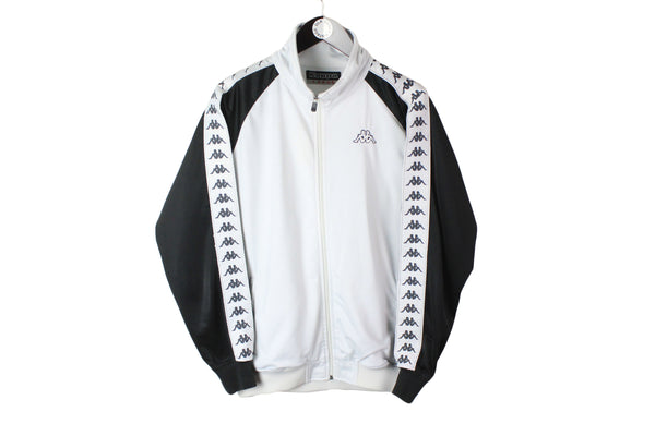 Vintage Kappa Track Jacket Large white black full sleeve logo 90's windbreaker