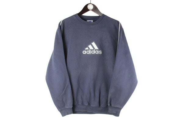 Vintage Adidas Sweatshirt blue big logo 90s retro cotton jumper
