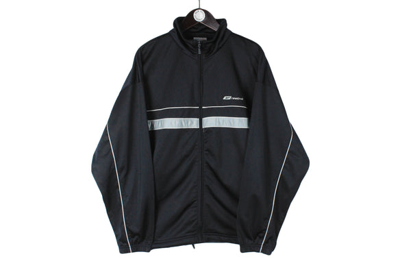 Vintage Reebok Track Jacket Large size full zip windbreaker black rare retro sport clothing authentic athletic 90's 80's street wear basic outfit running fitness