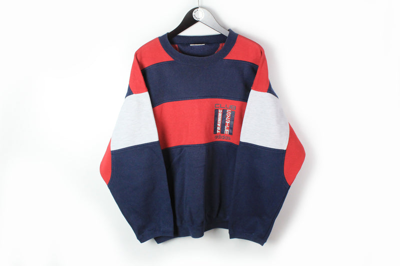 Vintage Adidas Sweatshirt Medium blue red club 90s crewneck retro style jumper